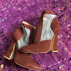 H&M suede chunky heel ankle boots